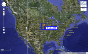 US Map with Omaha Highlighted
